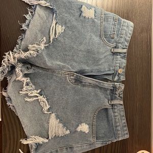 Never worn, Jean shorts, Medium wash, distressed